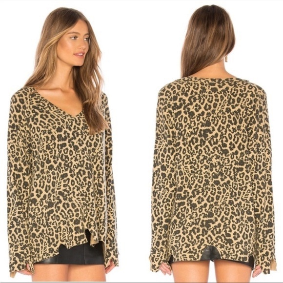 LNA Leopard Print Brushed Bitten Sweater - Picture 2 of 12